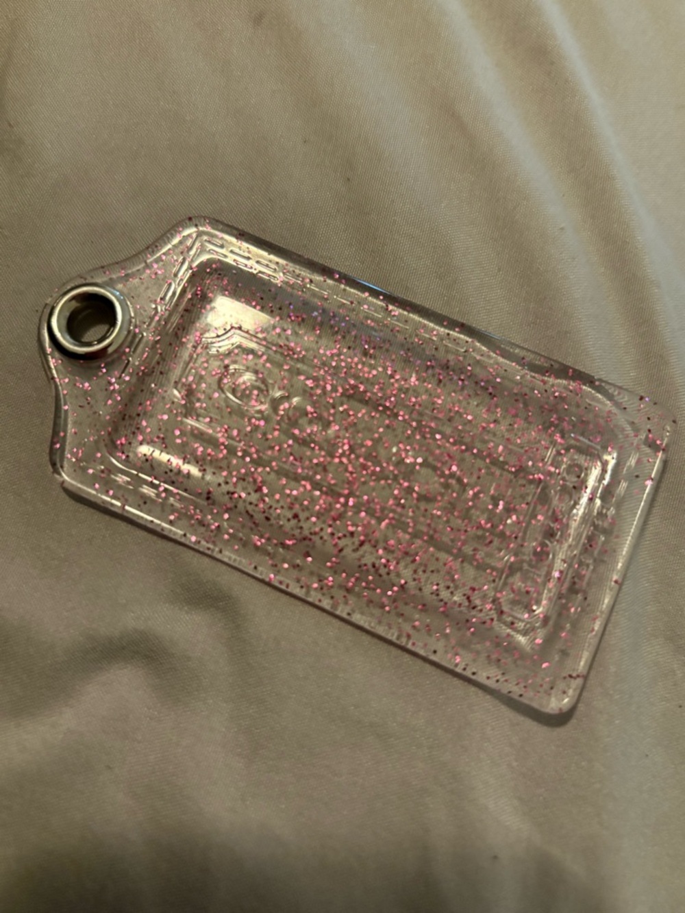 Coach Clear Pink Glitter hanhtag Accessory